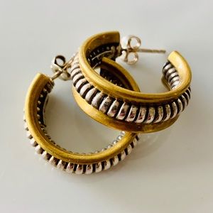 ❤️ Two Tone Sterling Silver 925 Twisted Cable Earrings